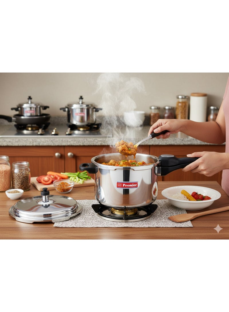 بريمير طنجرة ضغط بريمير كومفورت من الستانلس ستيل – سعة 5 لتر، قاعدة سانويتش متينة للطهي السريع والآمن - Image 2